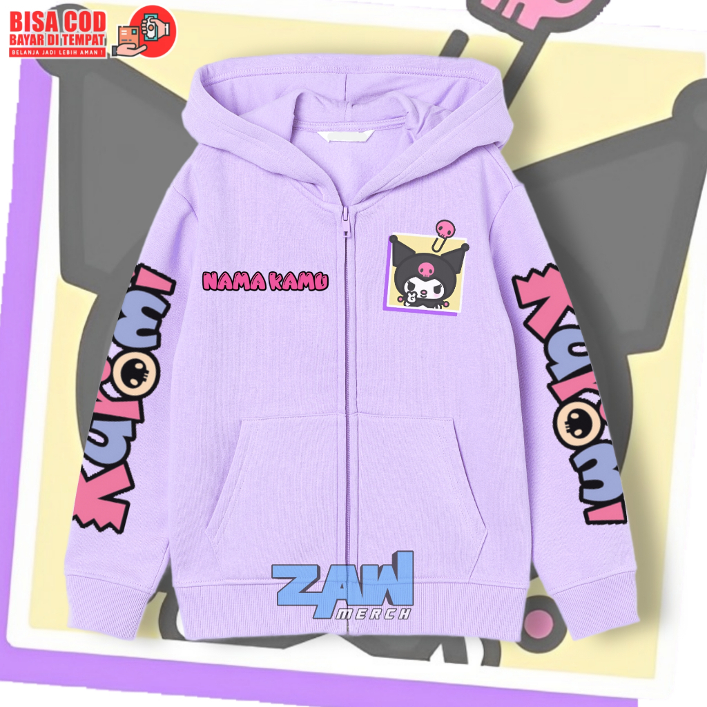 Zipper Hoodie Anak Kuromi / Jaket Hoodie Anak Kuromi