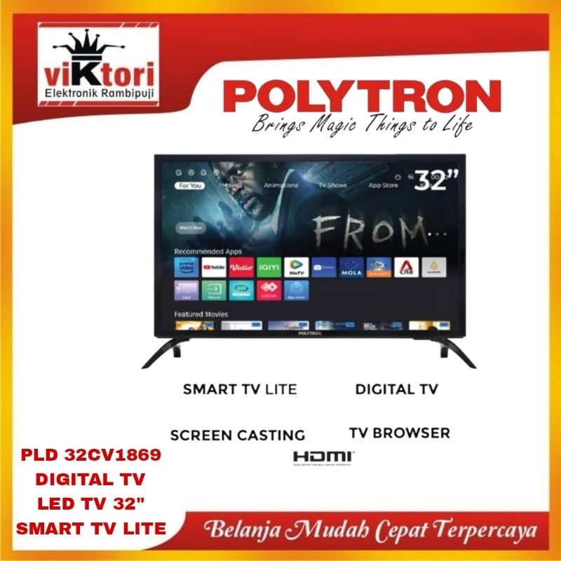 POLYTRON SMART LITE DIGITAL TV 32 INCH PLD32CV / TV LED POLYTRON / TV LED 32" / TV LED DIGITAL TV / 