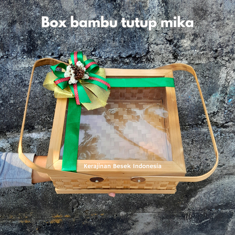 

BOX BINGKISAN NATAL Parsel kotak tutup mika hias pita Hampers natal Parsel natal Goodie bag Box kue kering