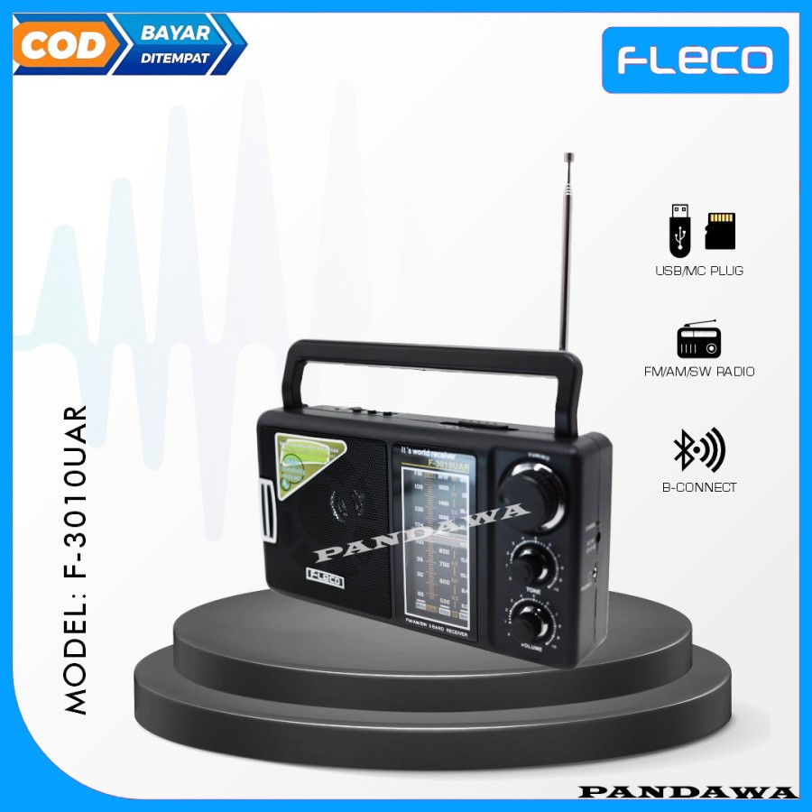 Radio Bluetooth Portable FLECO F-3010UAR 3 BAND FM-AM-SW / Radio Jadul