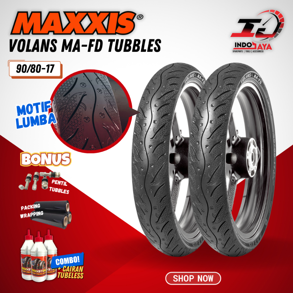 [BAYAR DI TEMPAT] BAN LUAR MAXXIS TUBELESS VOLANS RING 17 (90/80-17) -17 / BAN MOTOR BEBEK JUPITER /