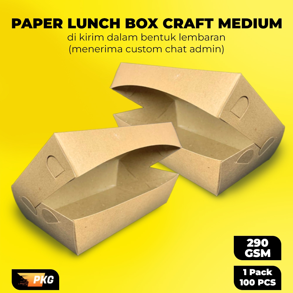 Lunch Box Kraft Medium / Paper Lunch Box Coklat / Kraft Lunch Box