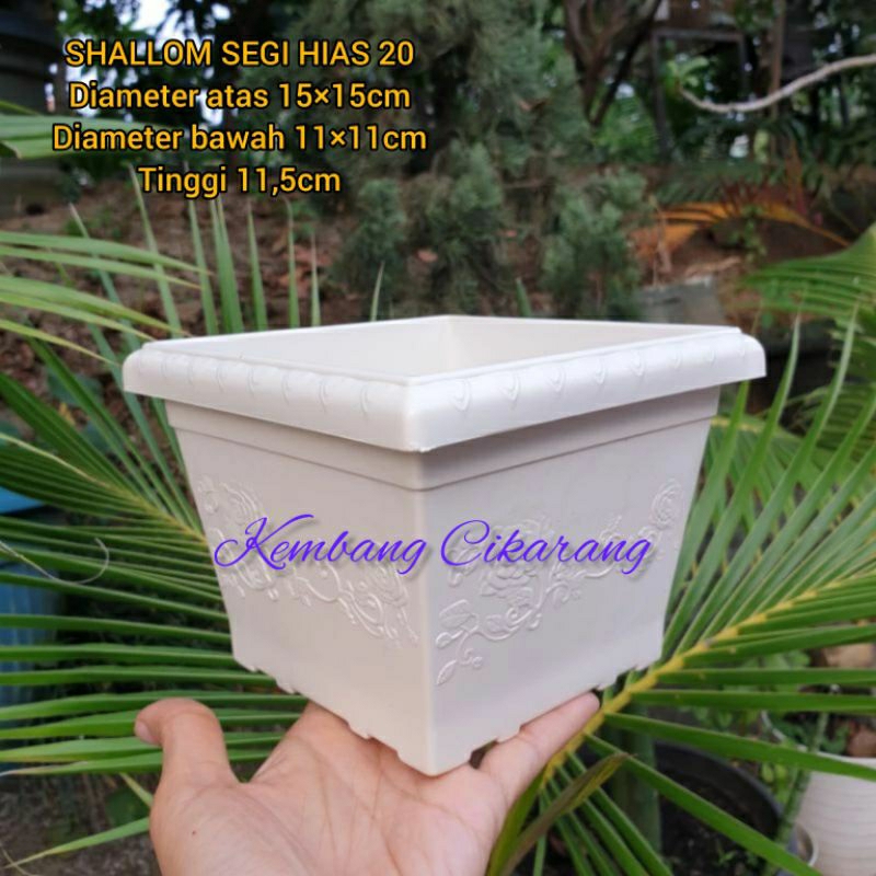 (1pc) SHALLOM SEGI HIAS 20 (15×15cm) : pot bunga kotak segi empat bagus cantik murah motif bunga tim