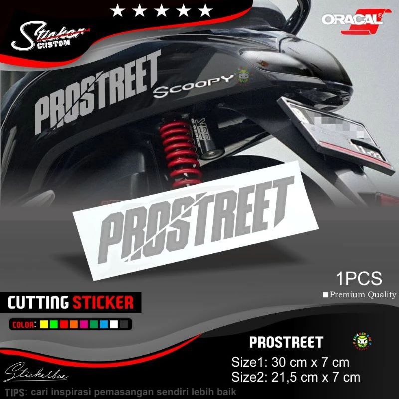 

stiker PROSTREET ukuran 30 x 8 cm, cutting stiker