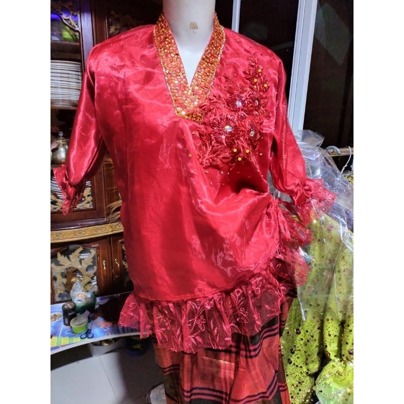 Baju Bodo adat / Pesta Modern Merah Anak 7-12 tahun