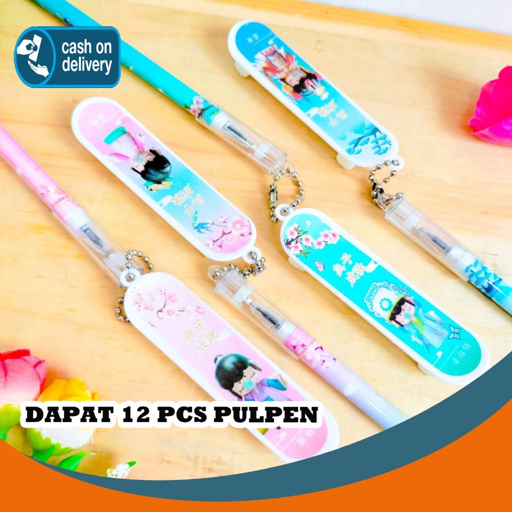 

12 PCS PULPEN GANTUNGAN SKATEBOARD BESAR CEWE ANIME API PG-1027 PEN PENA BOLPEN BOLPOIN ANAK LUCU ALAT TULIS KANTOR SEKOLAH MURAH TERMURAH COD