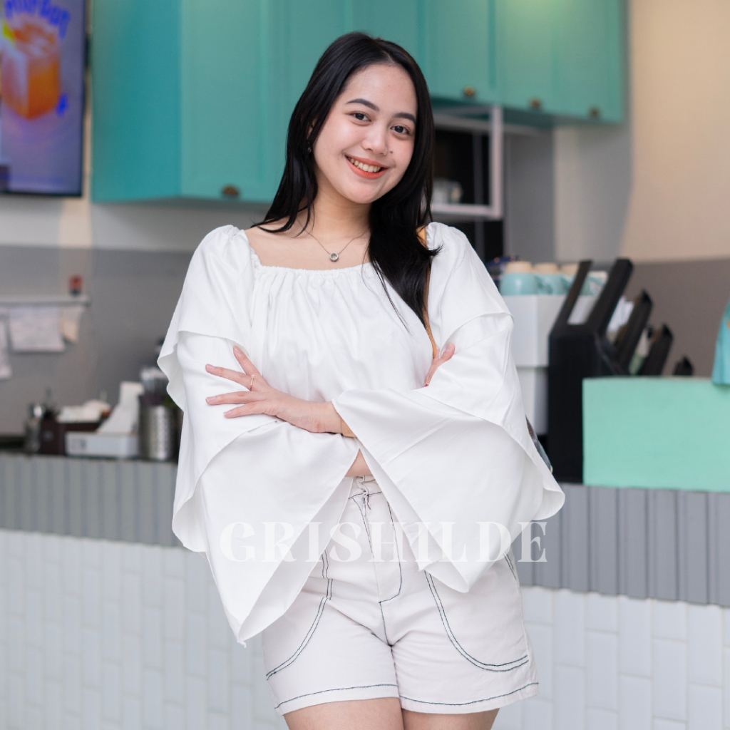 WILLONA Baju Atasan Wanita Dewasa Jumbo Crop Top Lengan Panjang Korean Style Lengan Pendek Oversize 