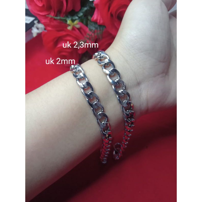 gelang sisik naga 2 silver cowok dan cewek titanium