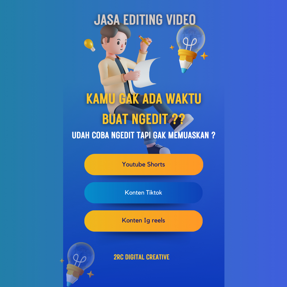 2RC - Jasa Edit Video/ Jasa Edit Video Shorts-Cinematic-Produk- Konten - Solusi Kebutuhan Dunia Perk