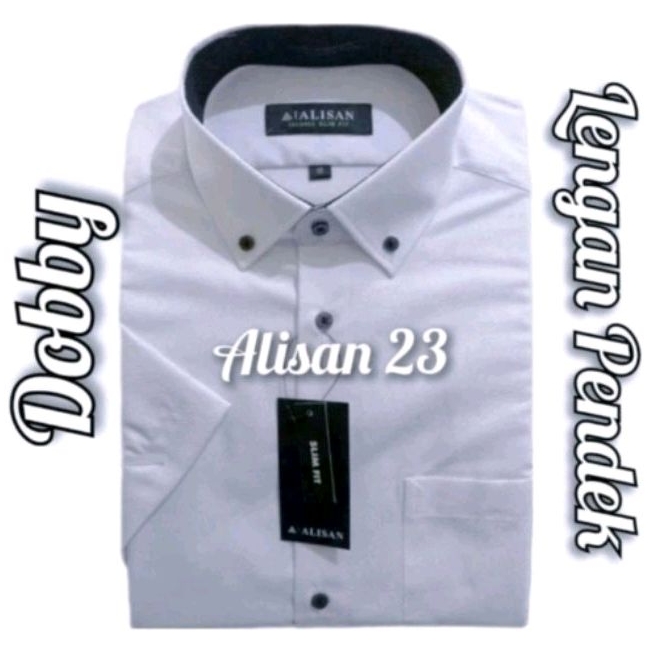 Alisan  Putih Dobby Lengan Pendek (100% ORI)