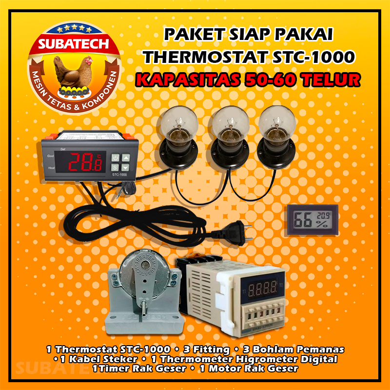 NEW- PAKET SIAP PAKAI TERMOSTAT THERMOSTAT STC-1000 MESIN TETAS TELUR FULL OTOMATIS PENETAS