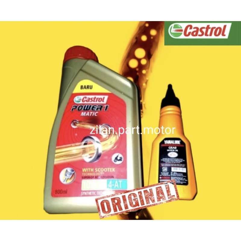 PAKET OLI CASTROL POWER 1 MATIC SAE 10W-40 0.8lt +OLI GEAR YAMALUBE