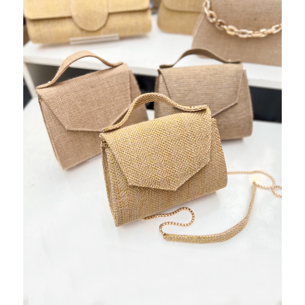 Tas Wanita Karung Goni Tas Handmade Tas Fashion Tas Unik Sling Handbag Tikar Lucu Unik - Ixora Clutc