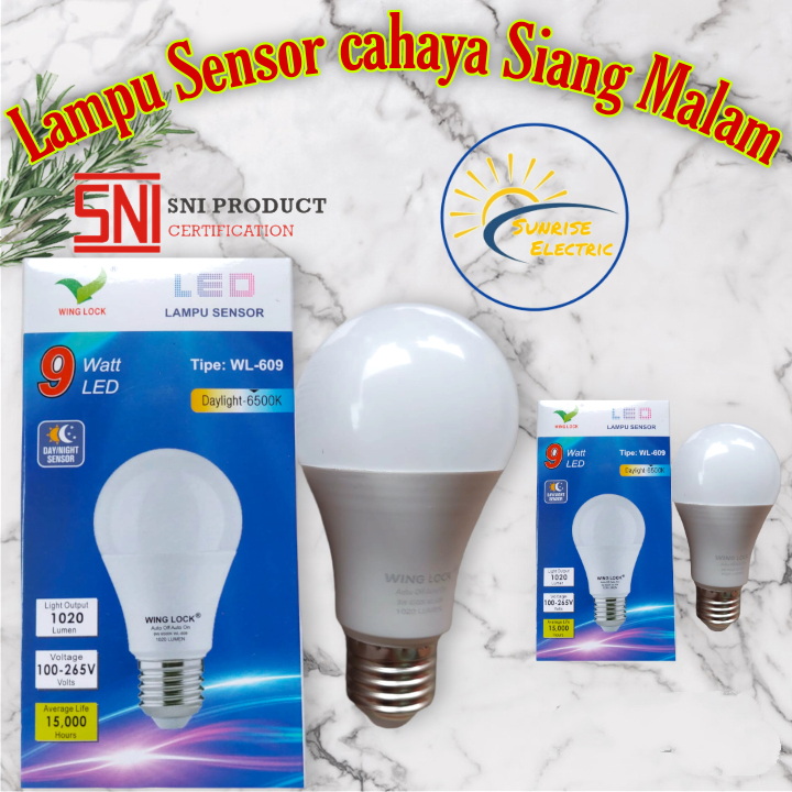 WING LOCK Lampu Sensor LED Sensor Cahaya Siang Malam 9 Watt
