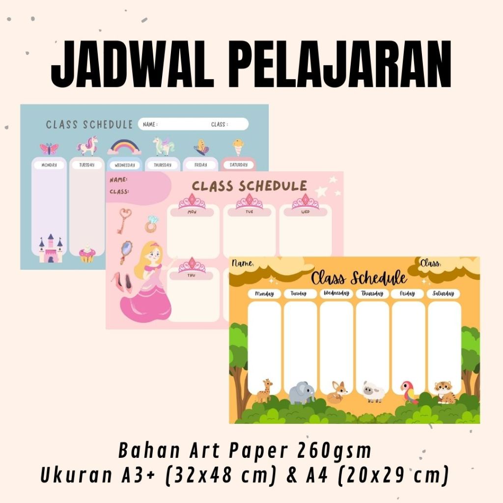 

Jadwal Pelajaran Sekolah | 20x29 cm | 32x48 cm | School Schedule | Poster Sekolah Jadwal Pelajaran | Weekly Planner