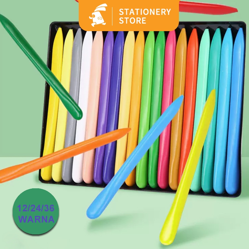 

KRAYON 12/24/36 Warna Cerah Bentuk segitiga ergonomis tidak beracun bisa dicuci Set Krayon-Rabbit_Stationery