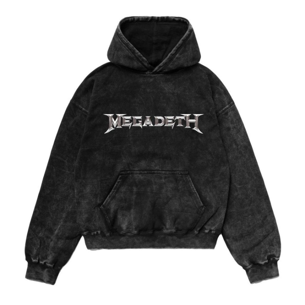 Virtuative "Megadeth" Stone Wash Oversize Hoodie | Washing | Jaket | Hoodie Band