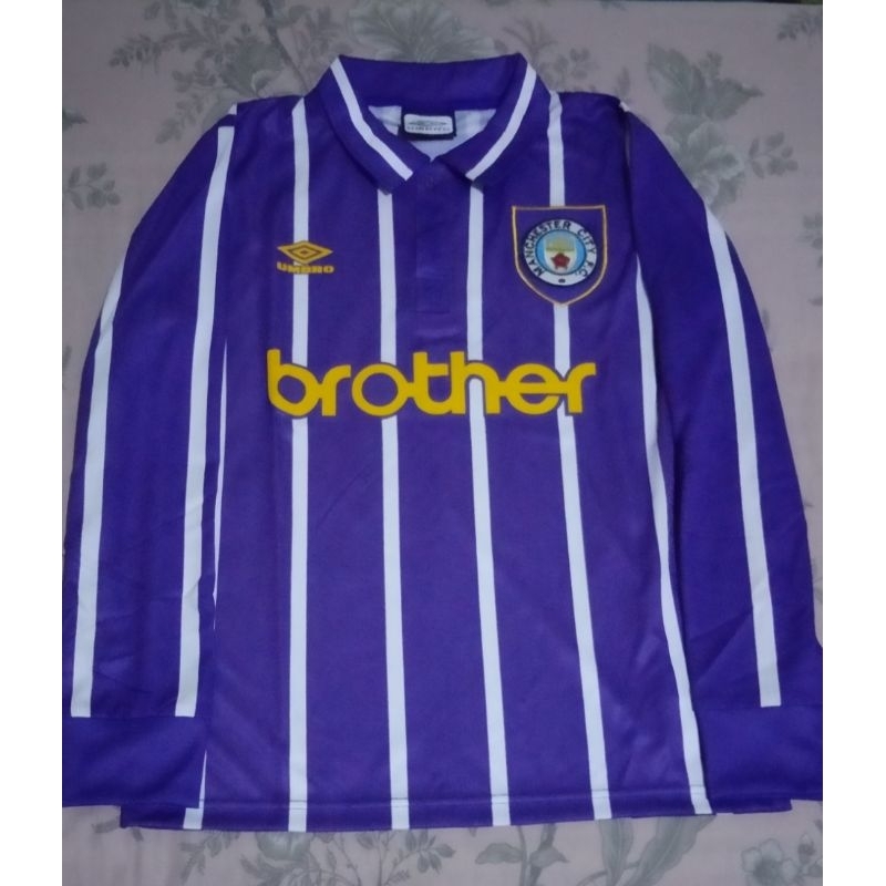 Jersey Used Manchester city 1994 purple lengan panjang