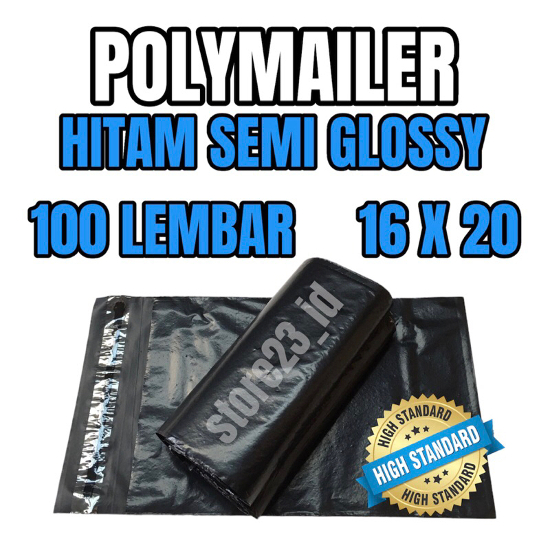 

POLYMAILER 16 X 20 HITAM LDPE SEMI GLOSSY ISI 100 LEMBAR - PLASTIK PACKING POLYMAILER 16X20 ONLINE SHOP + PEREKAT