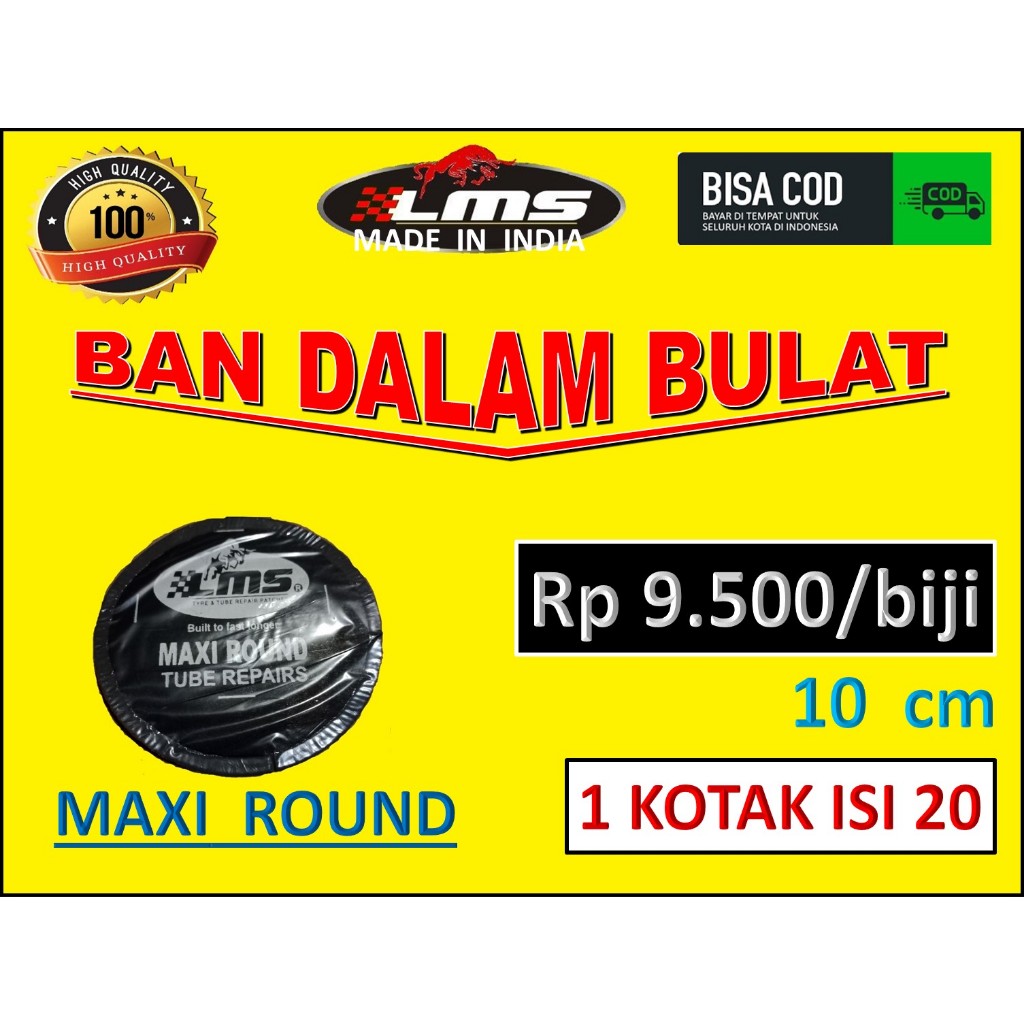 1 biji maxi round LMS the bestpatch tire repair karet tambal ban dalam tanpa bakar tip top tubeless 