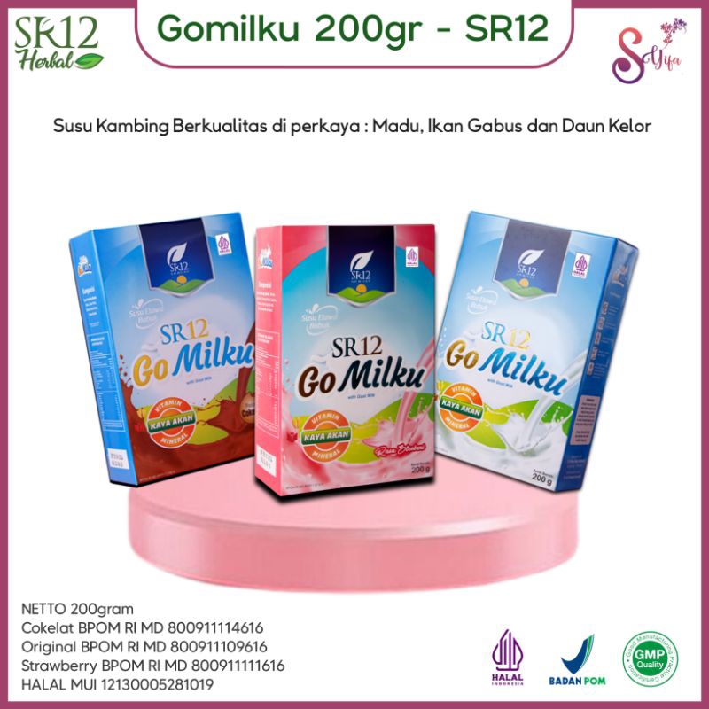 

SR12 Gomilku Susu Kambing Etawa Bubuk - 200gr Rasa Original Coklat Strawberry