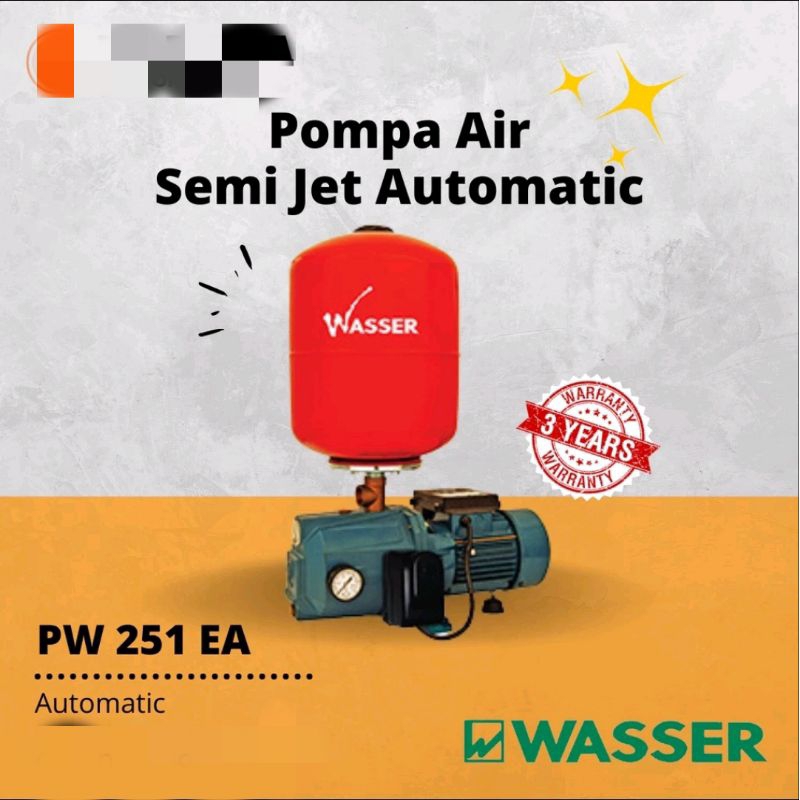 Pompa air semi jet pump otomatis wasser PW 251 EA Lengkap + tabung
