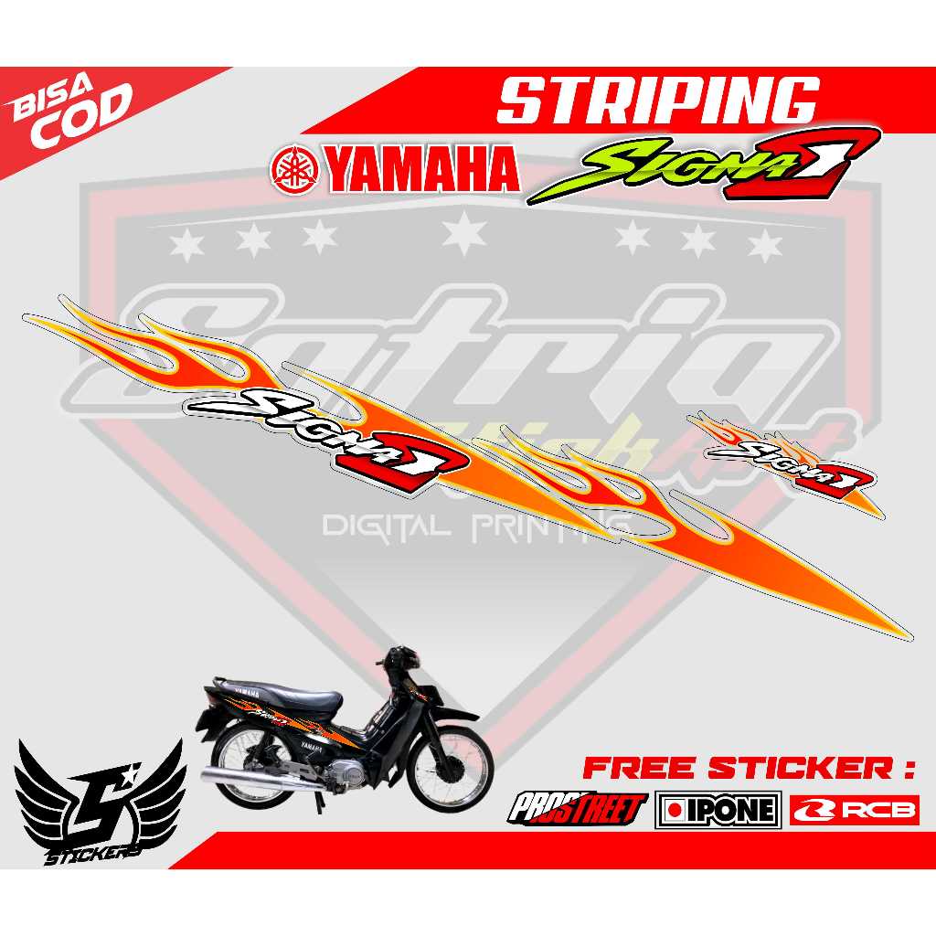 STRIPING VARIASI MOTOR YAMAHA SIGMA E DESAIN API / STICKER LIST MOTOR YAMAHA SIGMA E