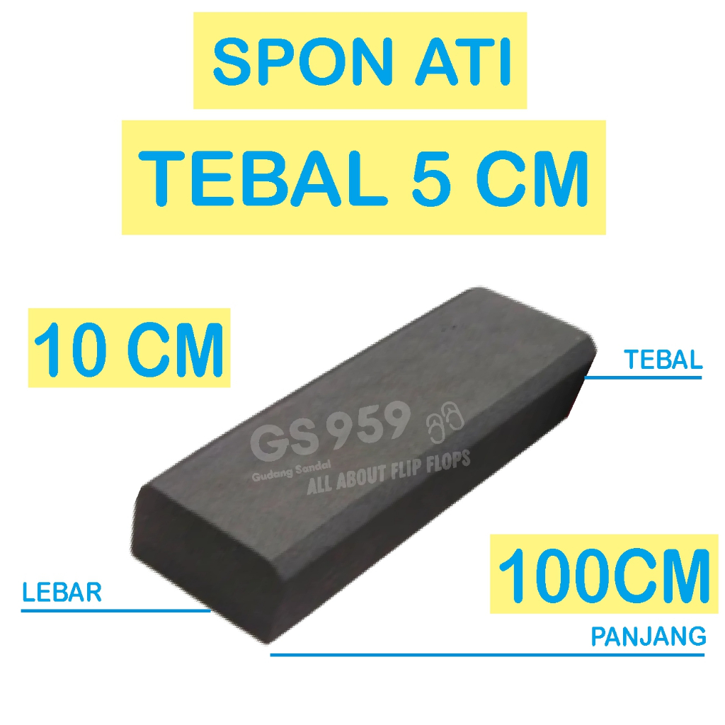 SPON ATI / BUSA ATI / SPON EVA TEBAL 5 CM WARNA HITAM UKURAN 100 CM X 10 CM