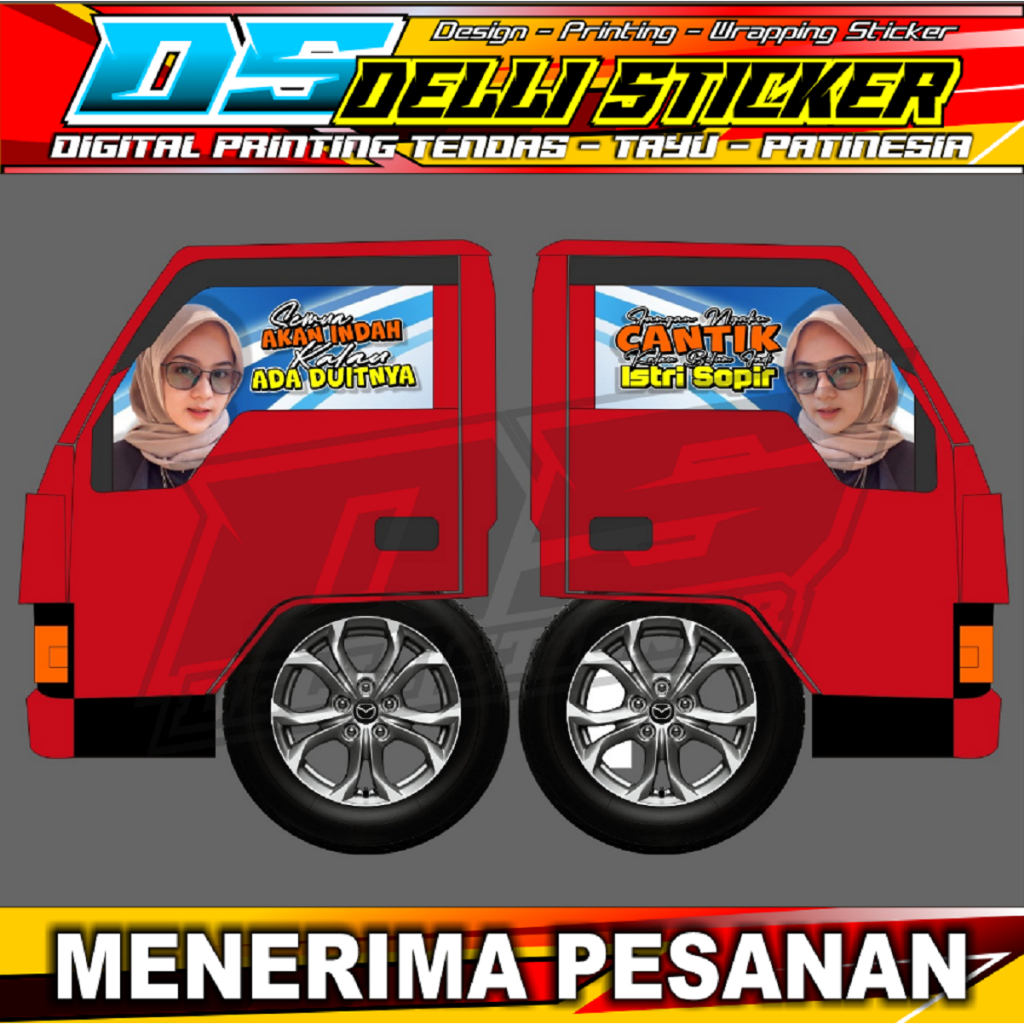 Stiker Kaca Truk Ragasa - One Way Stiker Kaca - Variasi Kaca Pintu Samping Truk Kanan Kiri