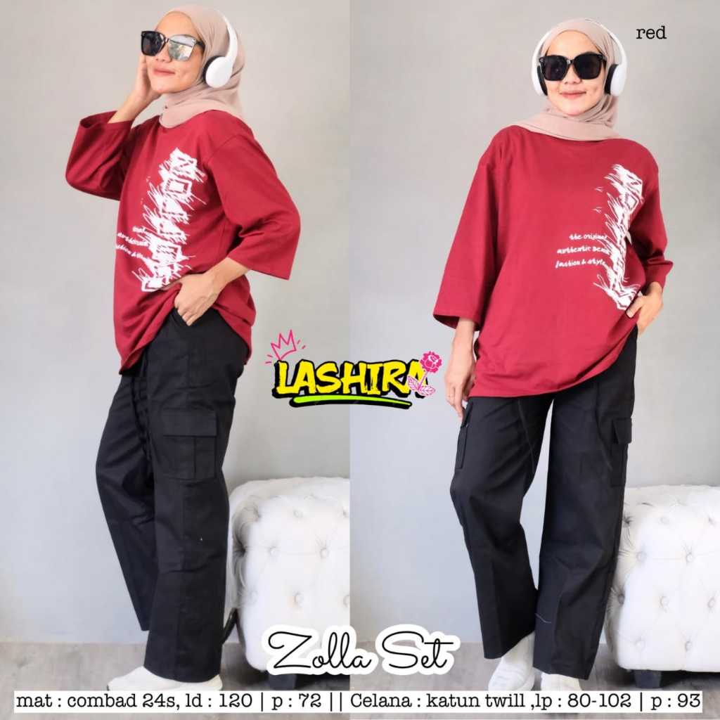 zola set jumbo ld 120 oneset 2in1 setelan stelan 1set setcel baju pakaian atasan kaos blouse bluse c