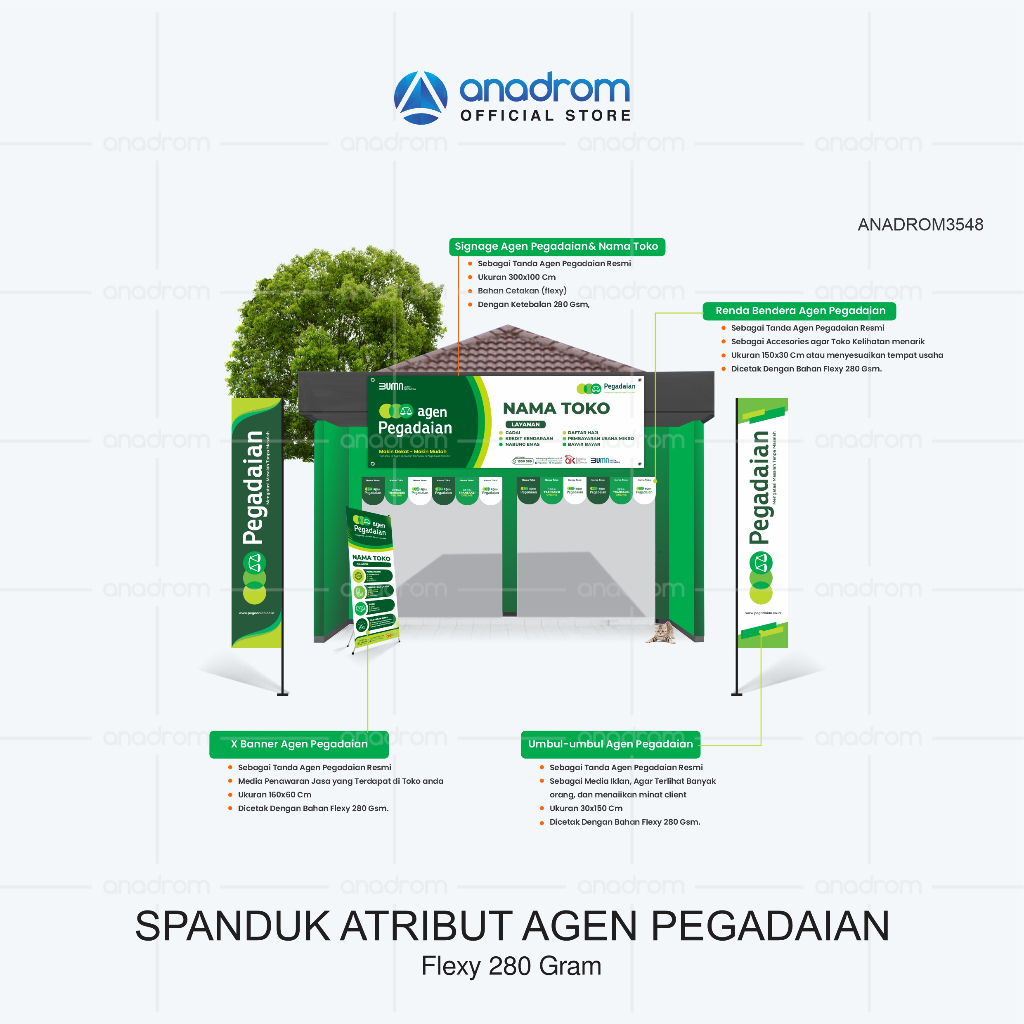 Spanduk Atribut Agen Pegadaian | Banner Agen Pegadaian Terlengkap | Anadrom 3548