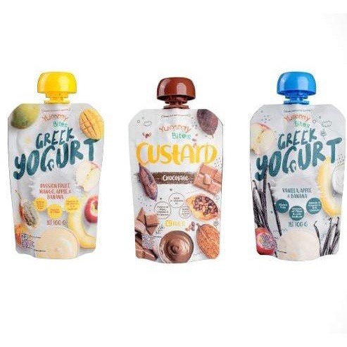 Yummy Bites Greek Yogurt Custard Chocolate Passion Fruit Vanilla 100gr / Yogurt Bayi / Makanan MPASI