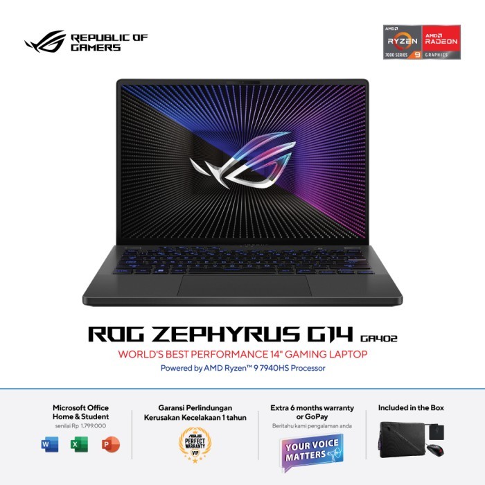 ASUS ROG ZEPHYRUS G14 GA402XV RYZEN 9-7940HS 32GB 1TB RTX4060 8GB W11