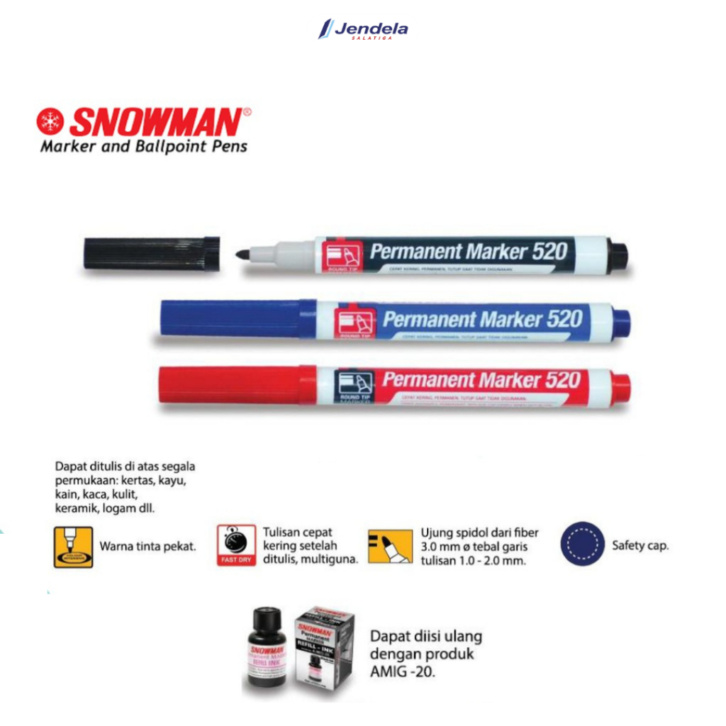 Spidol Snowman Permanen Kecil G-520 / Snowman Permanent Marker - ATK