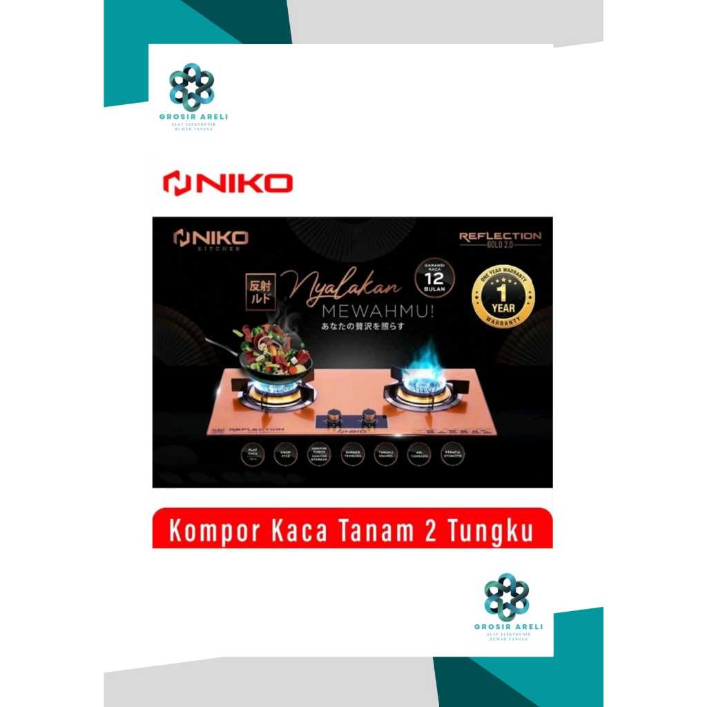 Kompor Tanam Niko Reflection Gold 2 Tungku Kaca