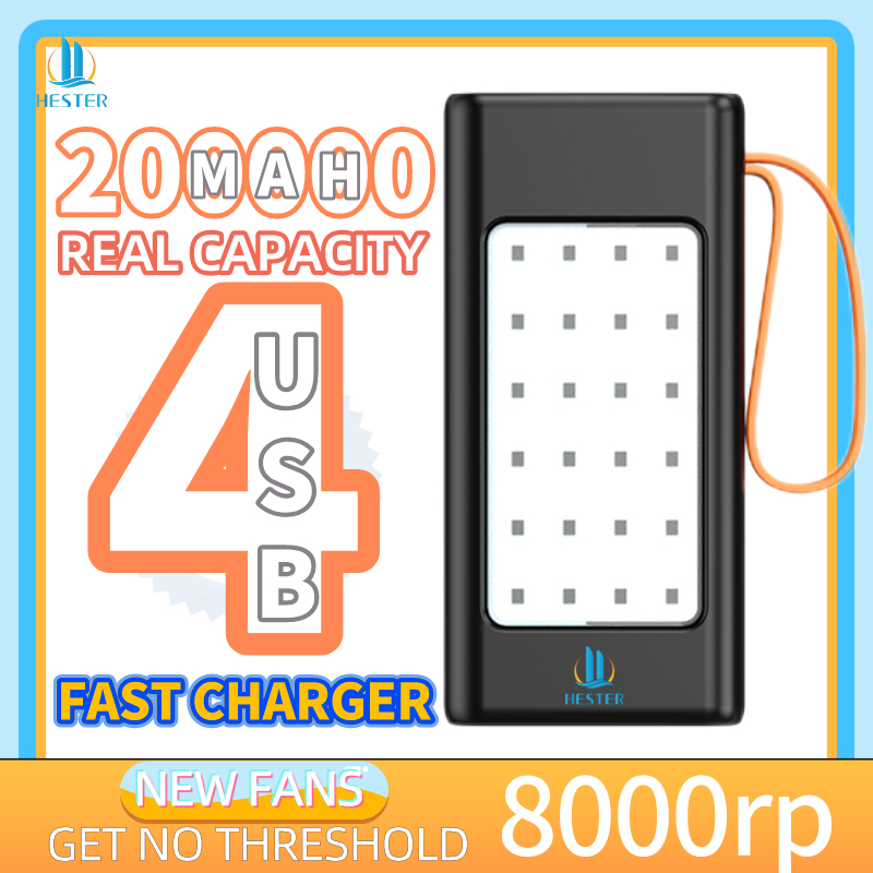 Hester powerbank 200000mah real capacity power bank original 100% fast charging camping lampu