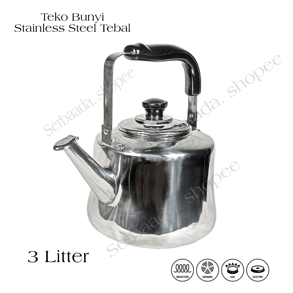 A1 Teko Bunyi Klasik Bahan Stainless Steel Tebal Teko Air Jadul 3 Litter