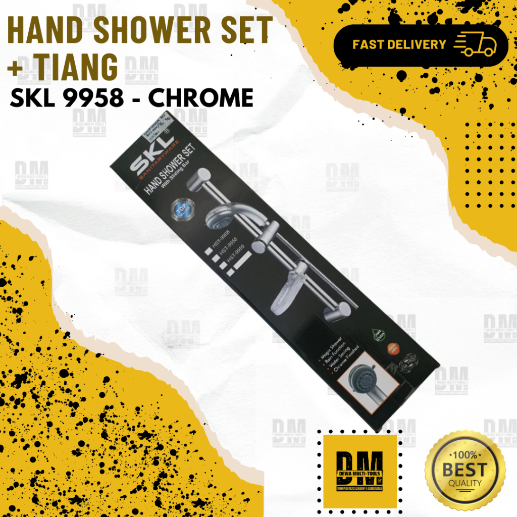 Hand Shower Set + Tiang SKL Bulat Rak Sabun Mandi Chrome SKL 9958