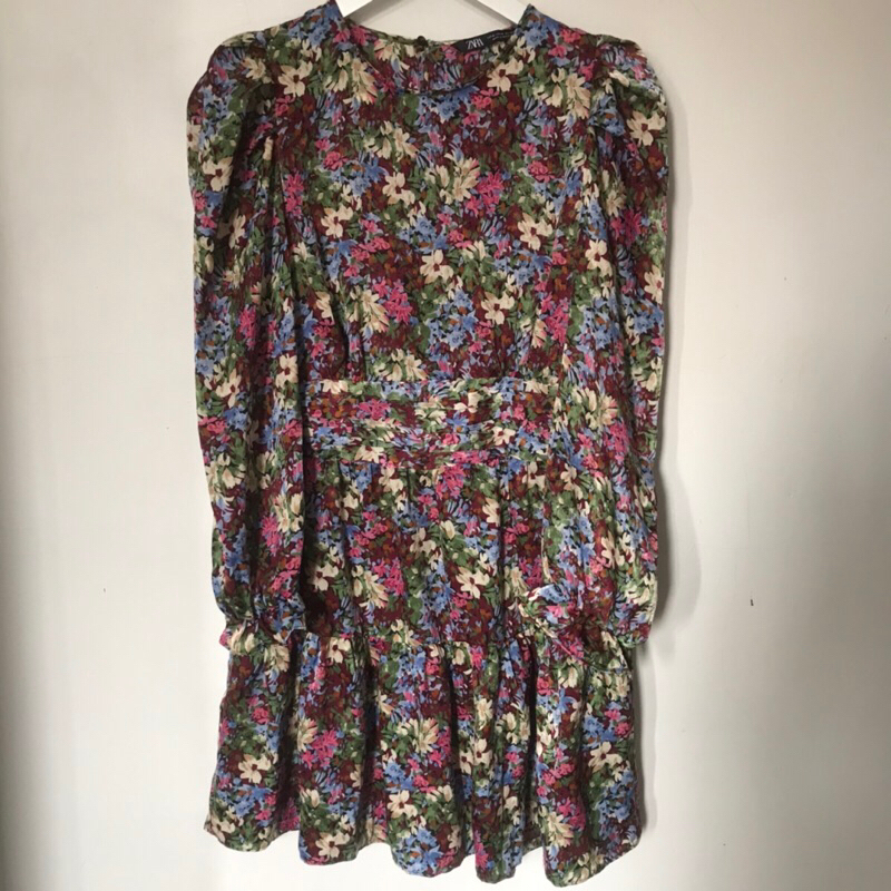 Zara Original Satin Flower Dress Backless