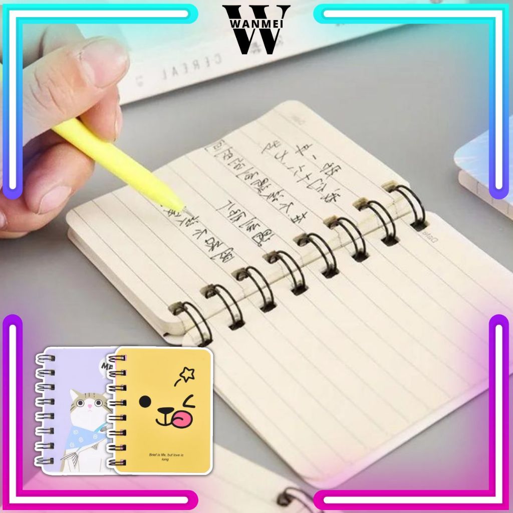 

WM Notebook Cute Mini Character A7 / Buku Catatan Kecil Ring Bergaris Kartun Karakter / Kertas Jurnal Pengingat Tugas / Notepad Portable Stationery / Memo Pocket Book Peralatan Alat Tulis Sekolah Anak