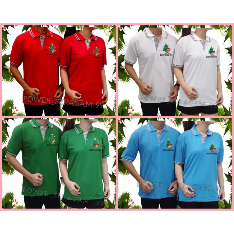 Baju Kaos Kerah Natal Dewasa Unisex S M L XL XXL / Pakaian Kaos Poloshirt Natal Merry Christmas Pria