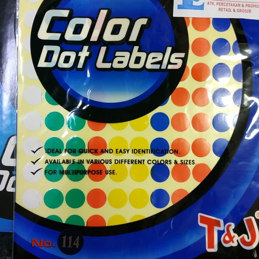 

Colour dot Label 114 tom & jerry warna warni sticker label bulat