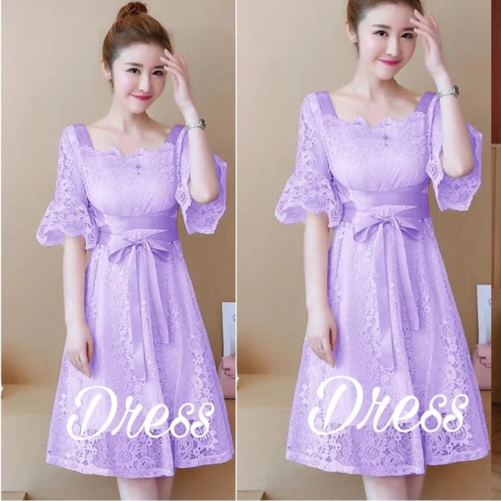 REAL VIDEO JA2203 Dress Brukat Moniq SIZE M - XL 6WARNA / AC / Party Dress Big Size / Christmast and