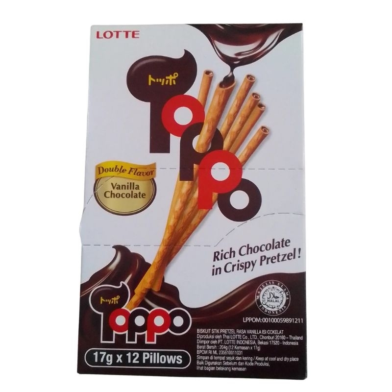 

LOTTE TOPPO snack stick 17gr×12pcs coklat