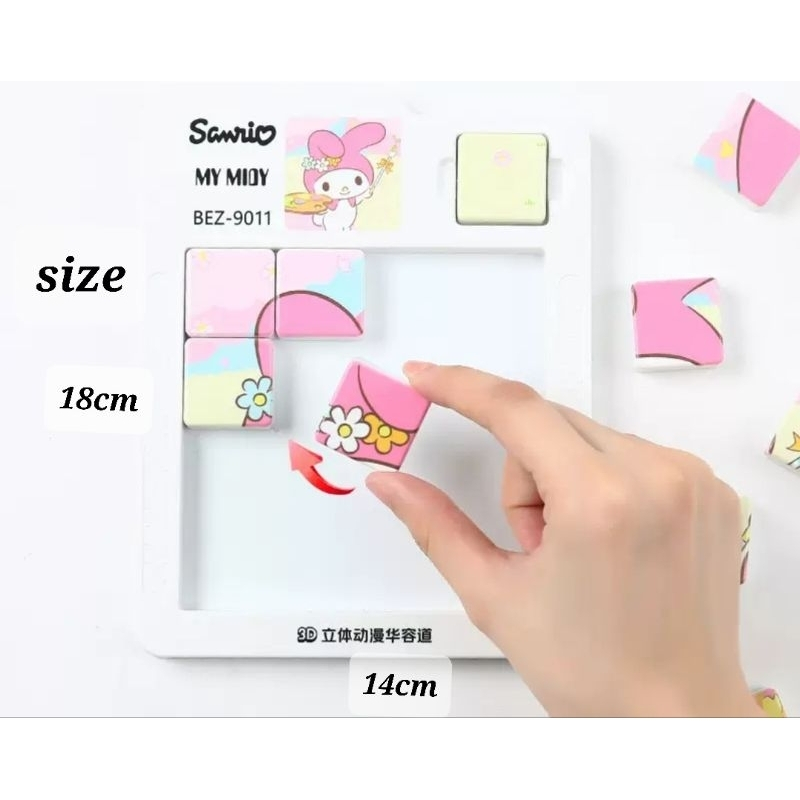 Candicabbit Mainan Edukasi Anak Puzzle Geser Jumbo Size Besar 4x4 Motif Sanrio Kuromi
