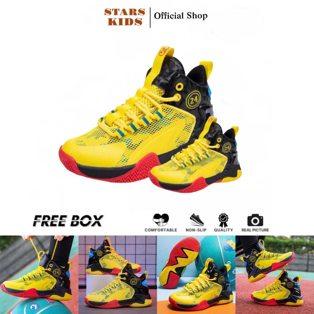 SEPATU BASKET ANAK IMPORT / SEPATU BASKET OLAHRAGA ORIGINAL IMPORT BERKUALITAS - YELLOW BLACK