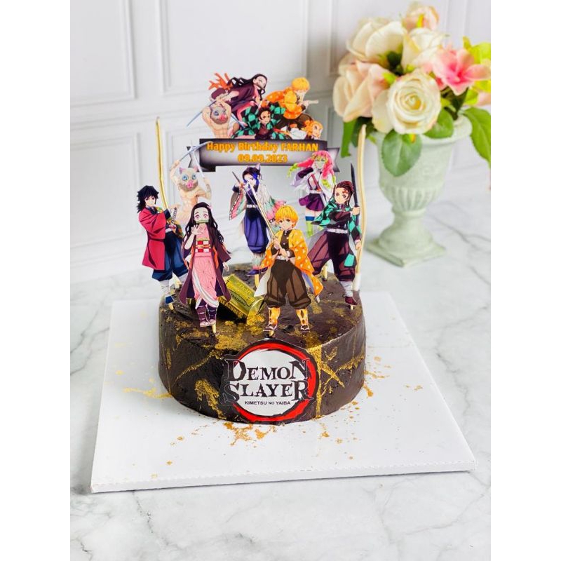

kue ulang tahun anak birthday demon slayer topper