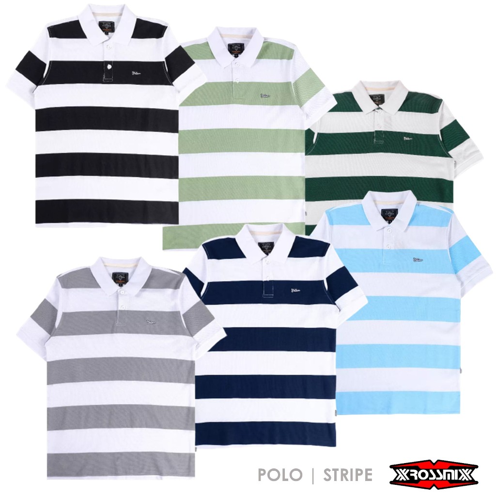 Kaos kerah Polo shirt stripe pria Original