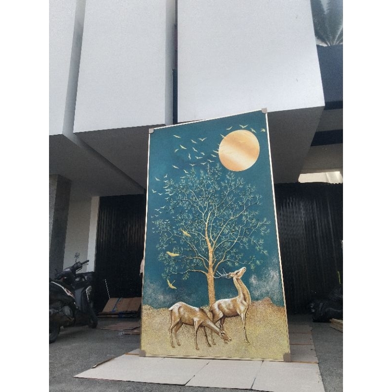 lukisan rusa emas Texture ( cat timbul )