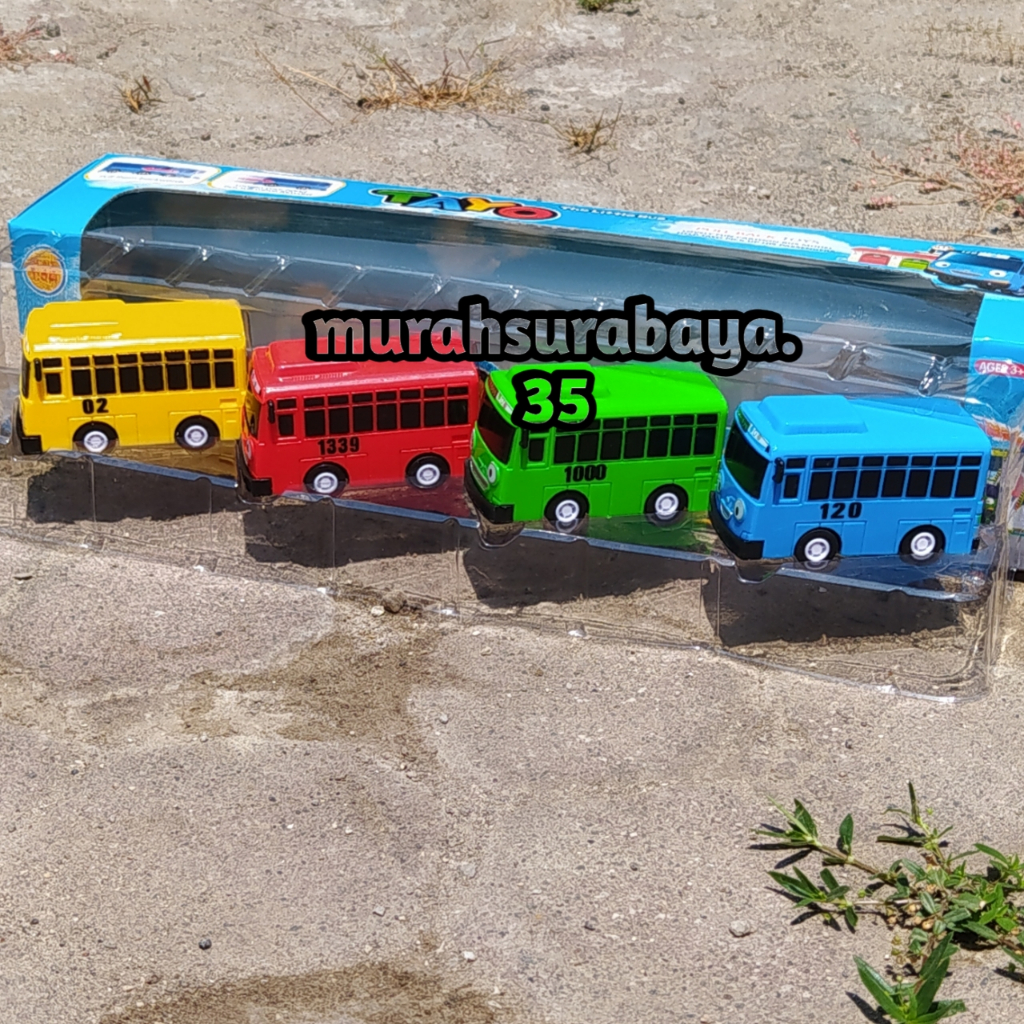 Mainan Bus Tayo  Pull Back Isi 4 Pcs I Mainan Anak Mobil Mobilan Bus Tayo 1Set Isi 4 Pcs Bus Tayo Wa